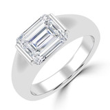 Emerald Lab Created Diamond Horizontally Tension Set Solitaire Engagement Ring in White Gold (MVSLG1459-W)