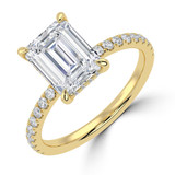 Emerald Lab Created Diamond Hidden Halo Solitaire with Accents Engagement Ring in Yellow Gold (MVSLG1461-Y)