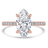 Marquise Lab Created Diamond Hidden Halo Solitaire with Accents Engagement Ring in Rose Gold (MVSLG1462-R)