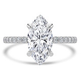 Marquise Lab Created Diamond Hidden Halo Solitaire with Accents Engagement Ring in White Gold (MVSLG1462-W)