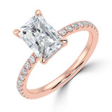 Radiant Lab Created Diamond Hidden Halo Solitaire with Accents Engagement Ring in Rose Gold (MVSLG1466-R)