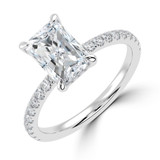 Radiant Lab Created Diamond Hidden Halo Solitaire with Accents Engagement Ring in White Gold (MVSLG1466-W)