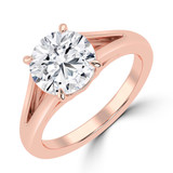 Round Lab Created Diamond Cathedral Split Shank Solitaire Engagement Ring in Rose Gold (MVSLG1469-R)