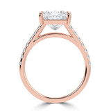 Princess Lab Created Diamond Cathedral Open Bridge Solitaire with Accents Engagement Ring in Rose Gold (MVSLG1473-R)