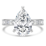 Pear Lab Created Diamond Hidden Halo Solitaire with Accents Engagement Ring in White Gold with Channel Set Emerald Accents (MVSLG1476-W)