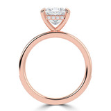 Princess Lab Created Diamond Hidden Halo Solitaire with Accents Engagement Ring in Rose Gold with Channel Set Emerald Accents (MVSLG1477-R)