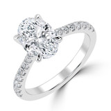 Oval Lab Created Diamond Cathedral Trellis Solitaire with Accents Engagement Ring in White Gold (MVSLG1479-W)