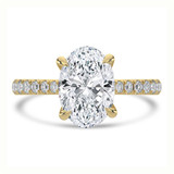 Oval Lab Created Diamond Cathedral Trellis Solitaire with Accents Engagement Ring in Yellow Gold (MVSLG1479-Y)