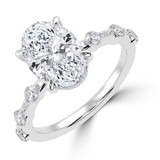 Oval Lab Created Diamond Hidden Halo Solitaire with Accents Engagement Ring in White Gold (MVSLG1498-W)