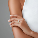 Princess Lab Created Diamond Hidden Halo Solitaire with Accents Engagement Ring in Yellow Gold (MVSLG1499-Y)