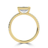 Emerald Lab Created Diamond Bezel Set Open Bridge Solitaire with Accents Engagement Ring in Yellow Gold (MVSLG1501-Y)