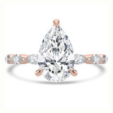 Pear Lab Created Diamond Shared Prong Solitaire with Accents Engagement Ring in Rose Gold with Marquise Accents (MVSLG1505-R)