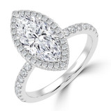 Marquise Lab Created Diamond 6-Prong Open Bridge Rollover Halo Engagement Ring in White Gold with Hidden Halo (MVSLG1506-W)