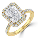 Radiant Lab Created Diamond 4-Prong Open Bridge Rollover Halo Engagement Ring in Yellow Gold with Hidden Halo (MVSLG1508-Y)