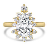 Pear Lab Created Diamond 5-Prong Cathedral Floral Halo Engagement Ring in Yellow Gold (MVSLG1511-Y)
