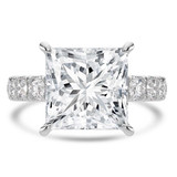 Princess Lab Created Diamond 4-Prong Solitaire with Accents Engagement Ring in White Gold (MVSLG1512-W)