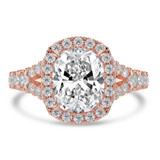 Cushion Lab Created Diamond 4-Prong Split-Shank Cathedral Open Bridge Halo Engagement Ring in Rose Gold (MVSLG1514-R)