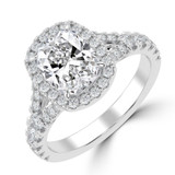 Cushion Lab Created Diamond 4-Prong Split-Shank Cathedral Open Bridge Halo Engagement Ring in White Gold (MVSLG1514-W)