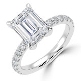 Emerald Lab Created Diamond 4-Prong Solitaire with Accents Engagement Ring in White Gold (MVSLG1518-W)