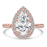 Pear Lab Created Diamond 6-Prong Twisted Rope Halo Engagement Ring in Rose Gold (MVSLG1520-R)