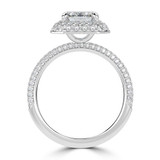 Emerald Lab Created Diamond 4-Prong 3-Row Pave Dome Halo Engagement Ring in White Gold (MVSLG1527-W)