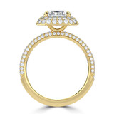 Radiant Lab Created Diamond 4-Prong 3-Row Pave Dome Halo Engagement Ring in Yellow Gold (MVSLG1528-Y)