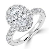 Oval Lab Created Diamond 4-Prong Open Bridge Halo Engagement Ring in White Gold with Hidden Accents (MVSLG1531-W)