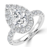 Pear Lab Created Diamond 3-Prong Open Bridge Halo Engagement Ring in White Gold (MVSLG1532-W)