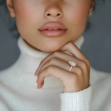 Pear Lab Created Diamond 3-Prong Solitaire with Accents Engagement Ring in Rose Gold (MVSLG1533-R)