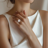 Radiant Lab Created Diamond 4-Prong Cathedral Halo Engagement Ring in Rose Gold (MVSLG1534-R)