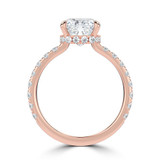 Cushion Lab Created Diamond 4-Prong Solitaire with Accents Engagement Ring in Rose Gold with Hidden Halo (MVSLG1539-R)