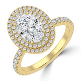 Oval Lab Created Diamond 4-Prong Double Halo Engagement Ring in Yellow Gold with Hidden Accents (MVSLG1542-Y)