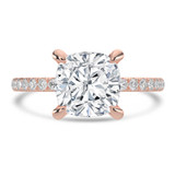 Cushion Lab Created Diamond 4-Prong Solitaire with Accents Engagement Ring in Rose Gold (MVSLG1545-R)
