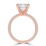 Princess Lab Created Diamond 4-Prong Solitaire with Accents Engagement Ring in Rose Gold (MVSLG1546-R)
