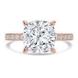 Cushion Lab Created Diamond 4-Prong Solitaire with Accents Engagement Ring in Rose Gold with Hidden Accents (MVSLG1547-R)