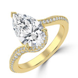 Pear Lab Created Diamond 3-Prong Bypass Solitaire with Accents Engagement Ring in Yellow Gold (MVSLG1548-Y)