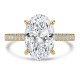 Oval Lab Created Diamond 4-Prong Catheral Solitaire with Accents Engagement Ring in Yellow Gold with Hidden Halo and Accents (MVSLG1553-Y)
