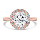 Round Lab Created Diamond 4-Prong Open Bridge Halo Engagement Ring in Rose Gold (MVSLG1555-R)