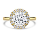 Round Lab Created Diamond 4-Prong Open Bridge Halo Engagement Ring in Yellow Gold (MVSLG1555-Y)