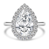 Pear Lab Created Diamond 3-Prong Open Bridge Halo Engagement Ring in White Gold (MVSLG1558-W)