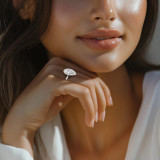 Pear Lab Created Diamond 3-Prong Open Bridge Halo Engagement Ring in White Gold (MVSLG1558-W)