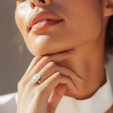 Radiant Lab Created Diamond 4-Prong Open Bridge Halo Engagement Ring in Yellow Gold (MVSLG1559-Y)