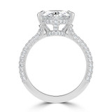 Oval Lab Created Diamond 4-Prong Compass Set 3-Row Pave Cathedral  Solitaire with Accents Engagement Ring in White Gold with Hidden Halo and Accents (MVSLG1564-W)