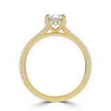 Cushion Lab Created Diamond 4-Prong Cathedral Solitaire with Accents Engagement Ring in Yellow Gold with Hidden Halo (MVSLG1565-Y)