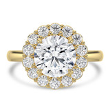 Round Lab Created Diamond 4-Prong Open Bridge Halo Engagement Ring in Yellow Gold (MVSLG1570-Y)