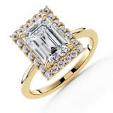 Emerald Lab Created Diamond 4-Prong Open Bridge Halo Engagement Ring in Yellow Gold (MVSLG1592-Y)