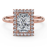 Radiant Lab Created Diamond 4-Prong Open Bridge Halo Engagement Ring in Rose Gold (MVSLG1595-R)