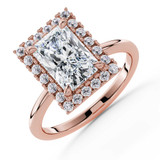 Radiant Lab Created Diamond 4-Prong Open Bridge Halo Engagement Ring in Rose Gold (MVSLG1595-R)