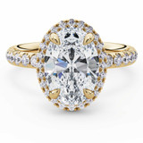 Oval Lab Created Diamond Oval Halo Engagement Ring in Yellow Gold Accented Basket (MVSLG1600-Y)