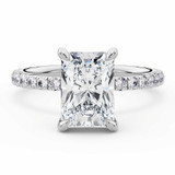 Radiant Lab Created Diamond High Set Solitaire with Accents Engagement Ring in White Gold (MVSLG1603-W)